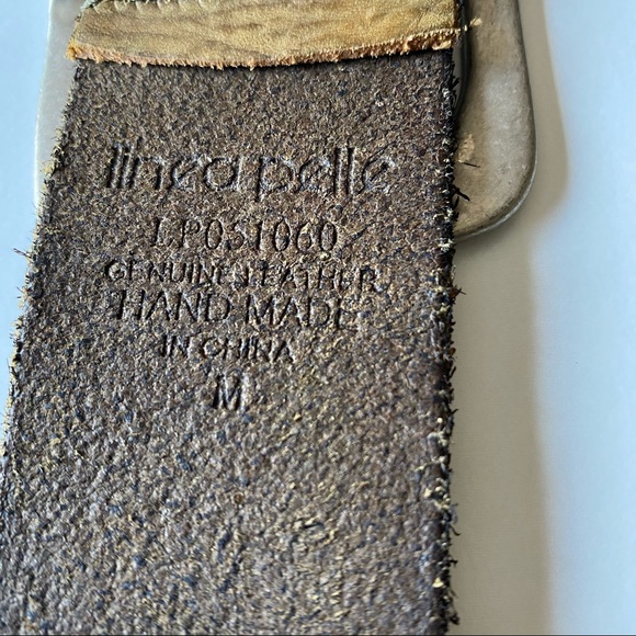 Linea Pelle Leather Handmade Studded Green Belt M - Picture 4 of 5